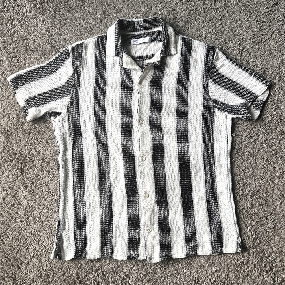 Zara Short Sleeve Linen Shirt Size Small